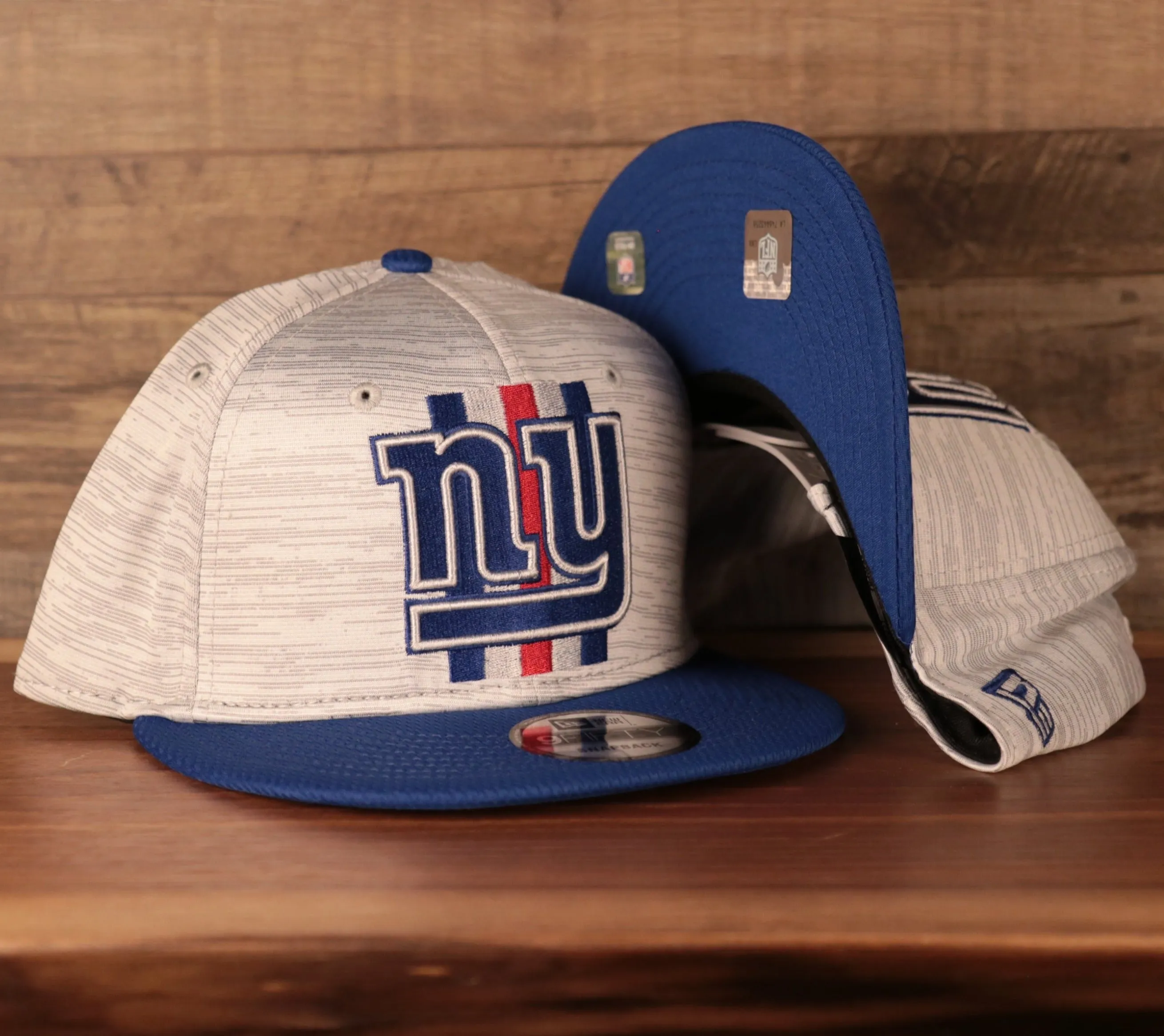 New York Giants 2021 NFL on Field Training Gray/Royal Blue 9fifty Snapback Hat