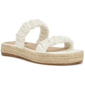 Nine West Womens Peacock 3 Faux Leather Espadrille Slide Sandals