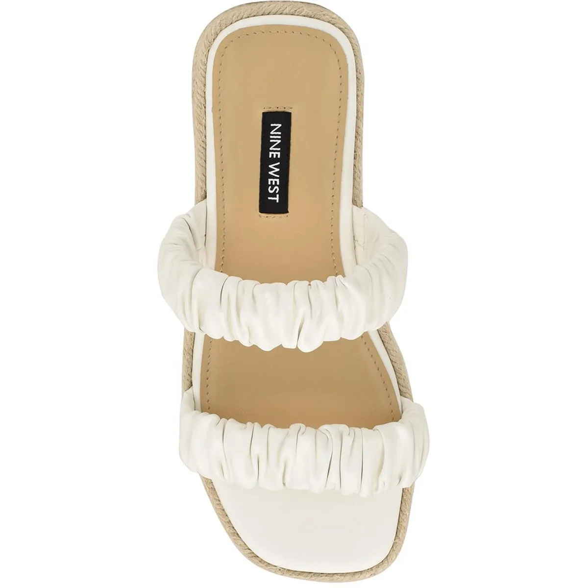 Nine West Womens Peacock 3 Faux Leather Espadrille Slide Sandals