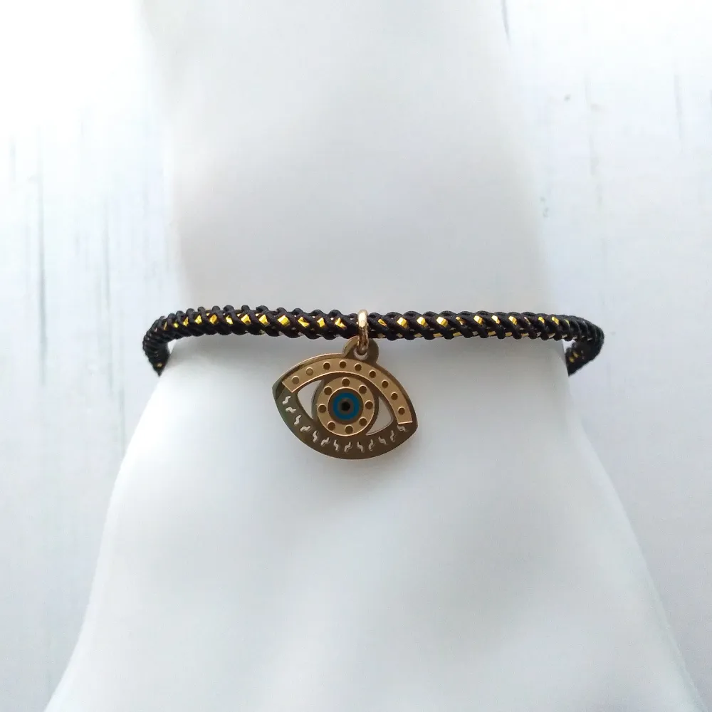 Olivia 2 Evil Eye Metallic Cord Slider Bracelet