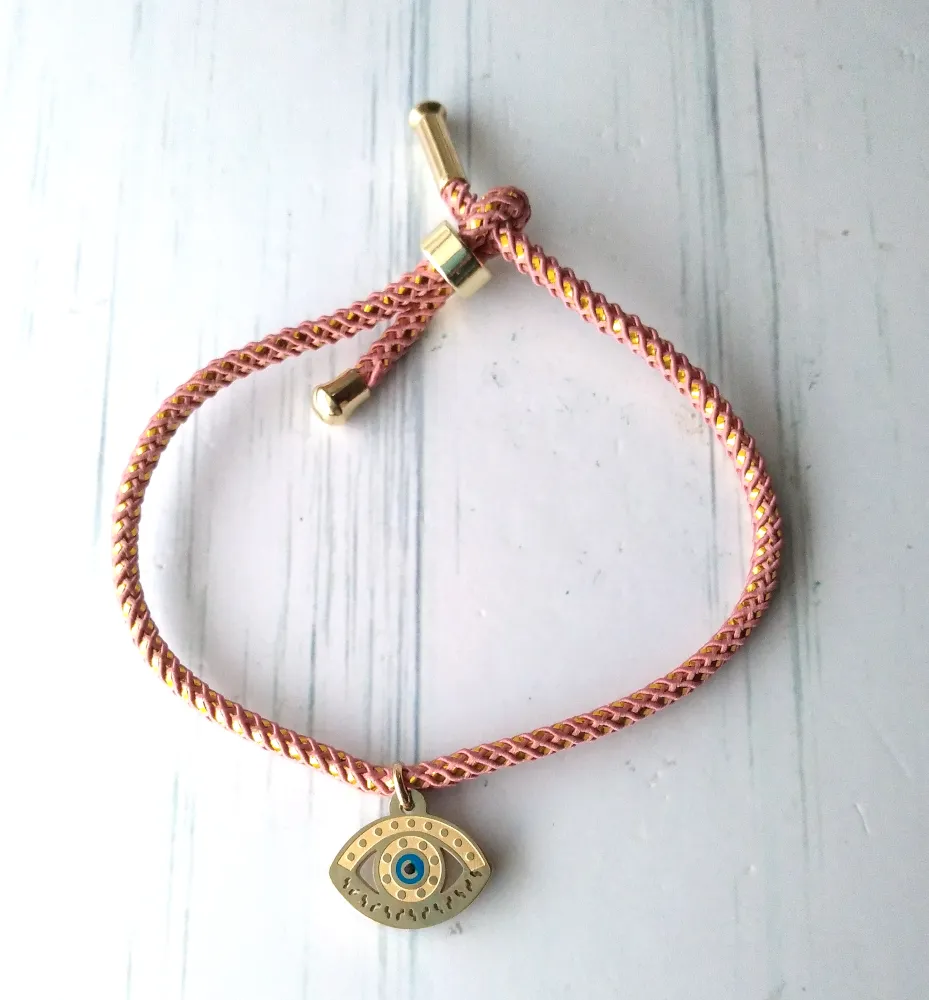 Olivia 2 Evil Eye Metallic Cord Slider Bracelet