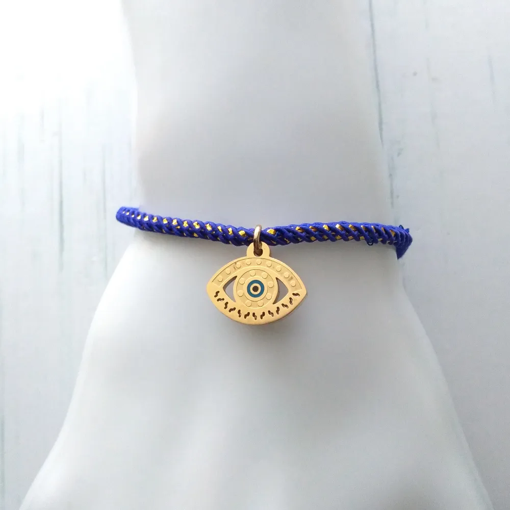 Olivia 2 Evil Eye Metallic Cord Slider Bracelet