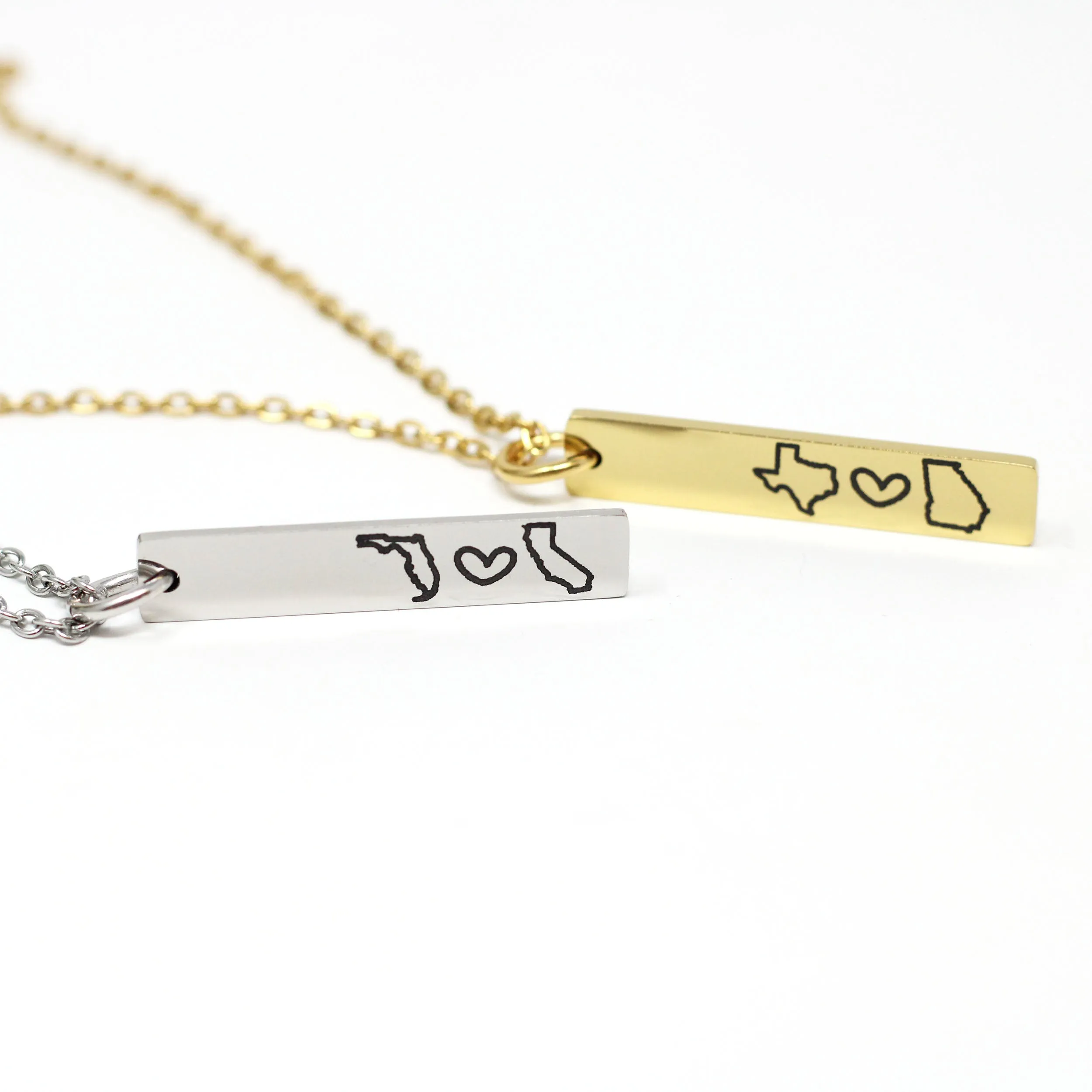 Personalized State Bar Necklace