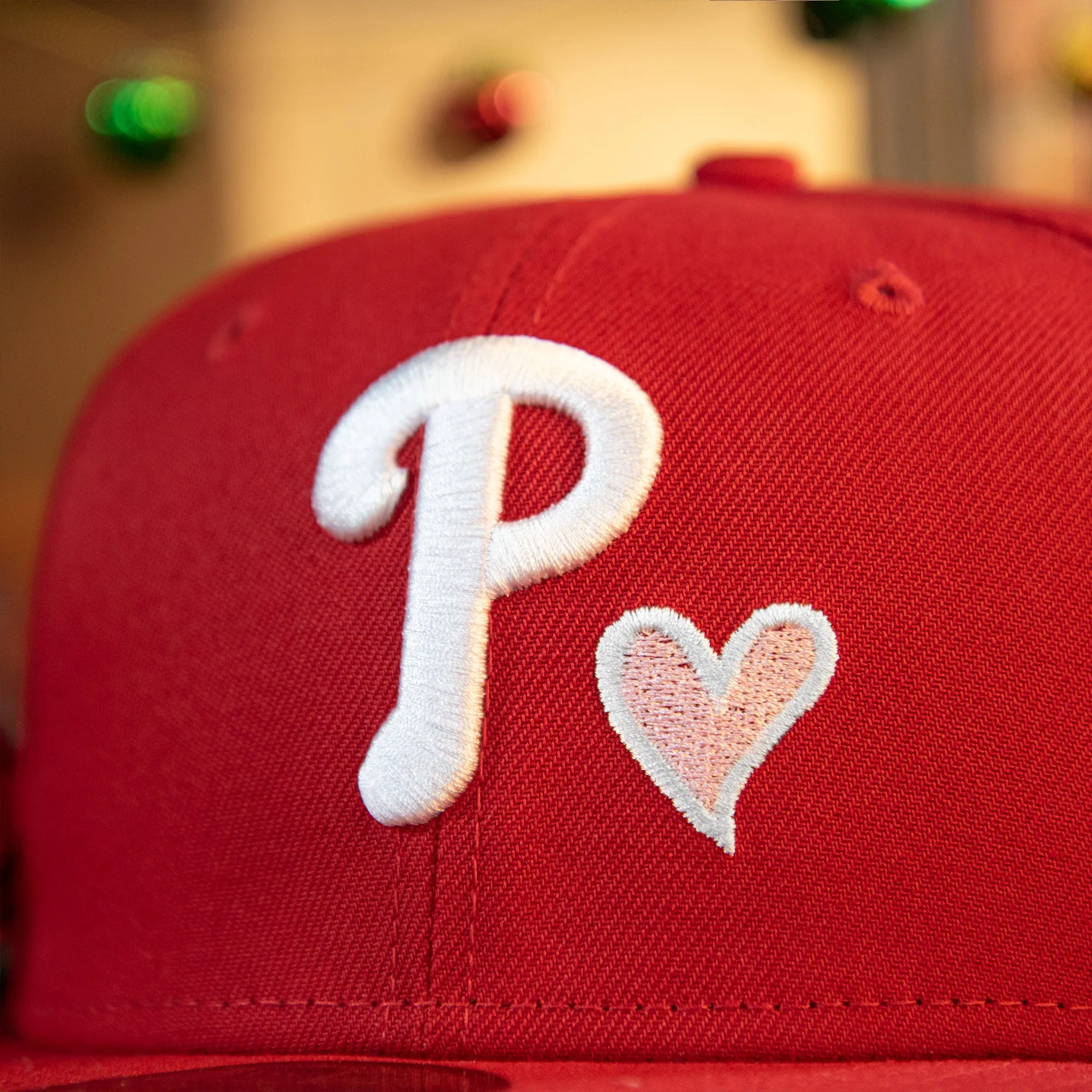 Philadelphia Phillies 2008 World Series Pink Heart Patch 59fifty Pink Brim Fitted Hat | Red