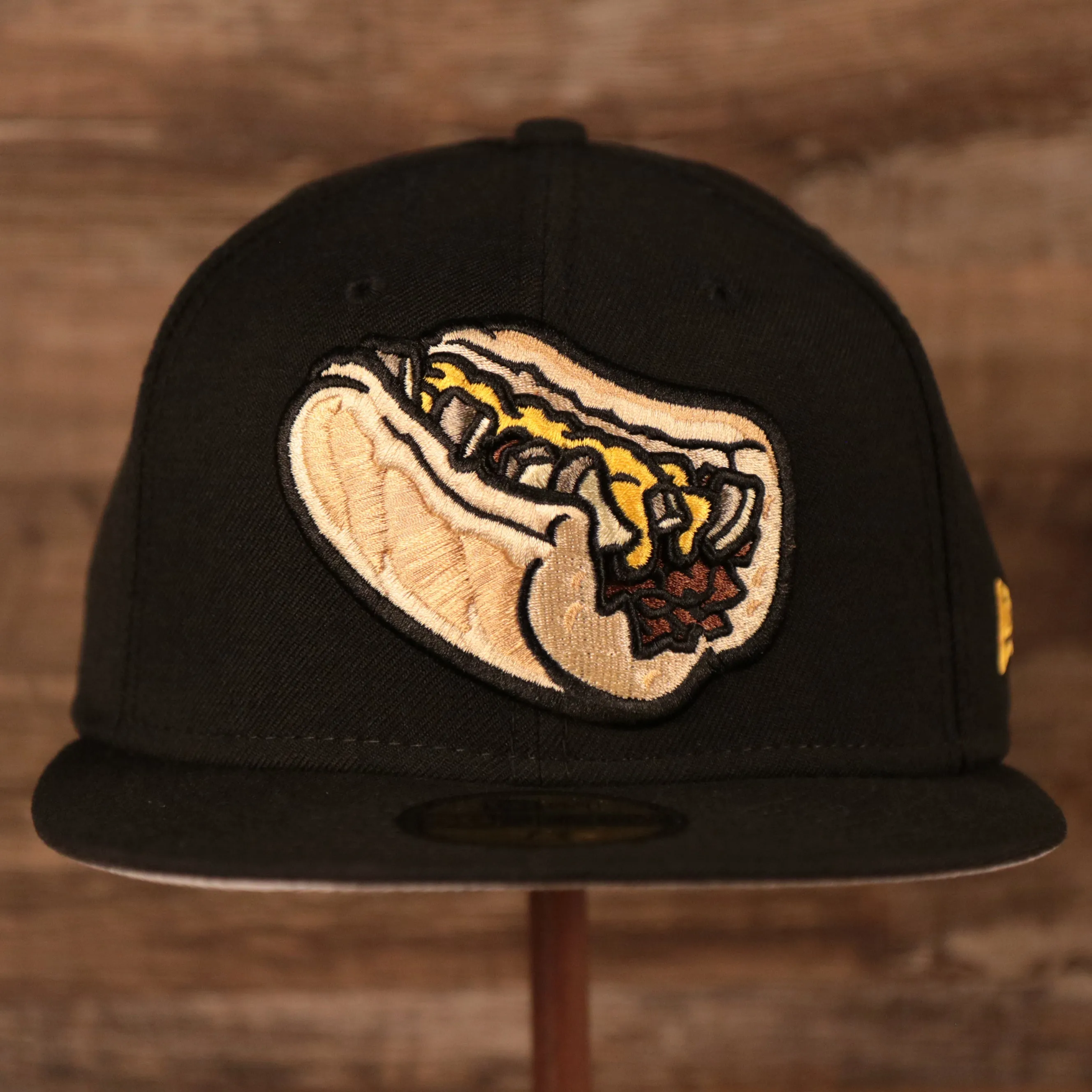 Philly Cheesesteak With Onions Black 59fifty Gray Bottom Cap | Lehigh Valley Iron Pigs Grey Bottom Fitted New Era Cap