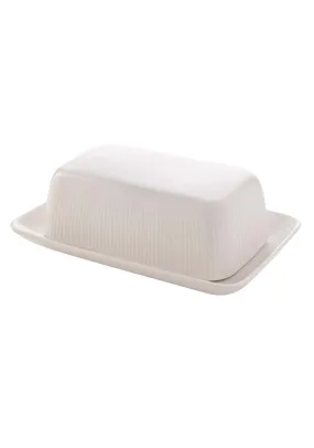 Ribbed Butter Dish - White