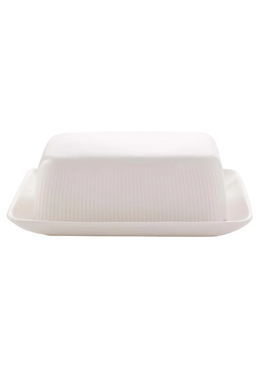 Ribbed Butter Dish - White