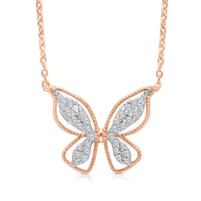 Rose Gold & White Diamond Butterfly Pendant