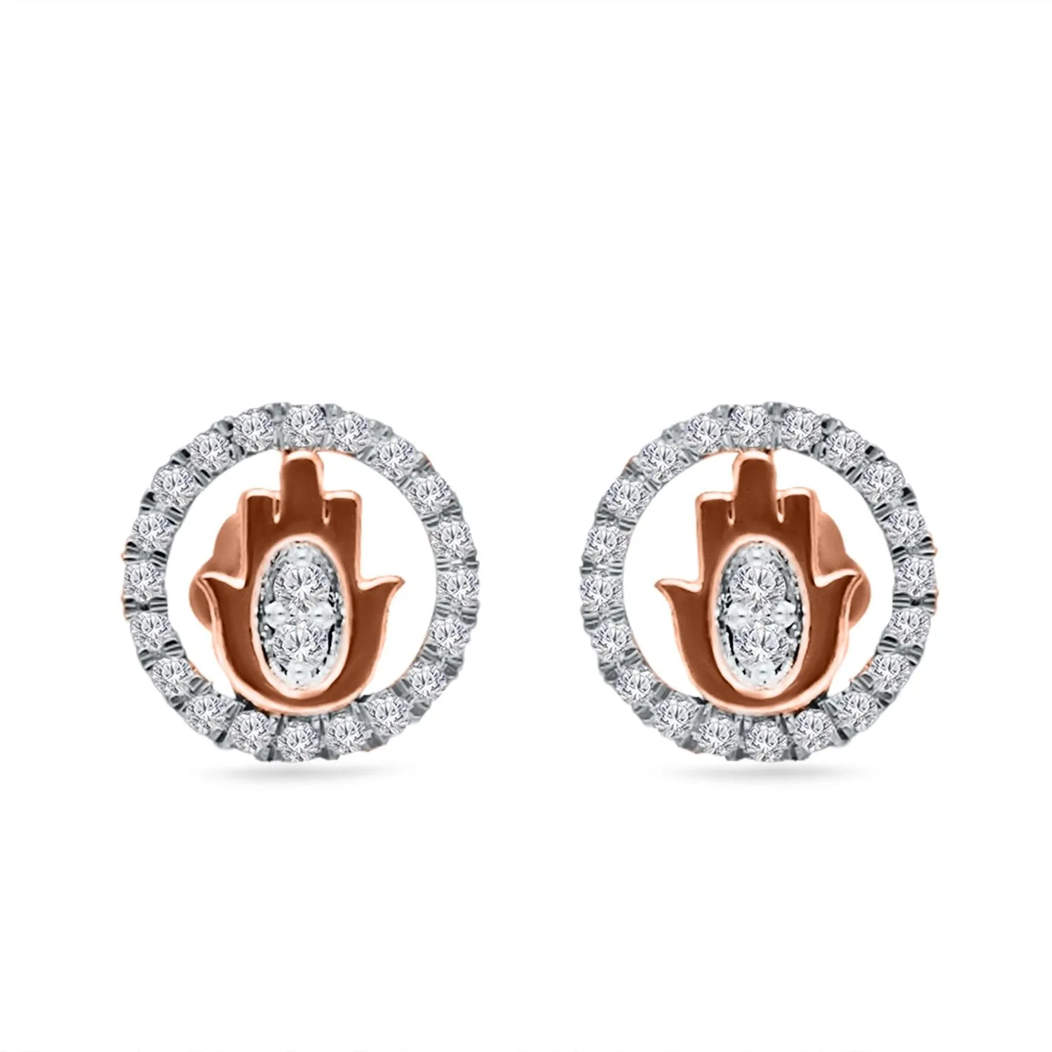 Rose Gold Diamond Hamsa Earrings