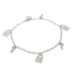 Stainless St Anklet Lock Key Charm