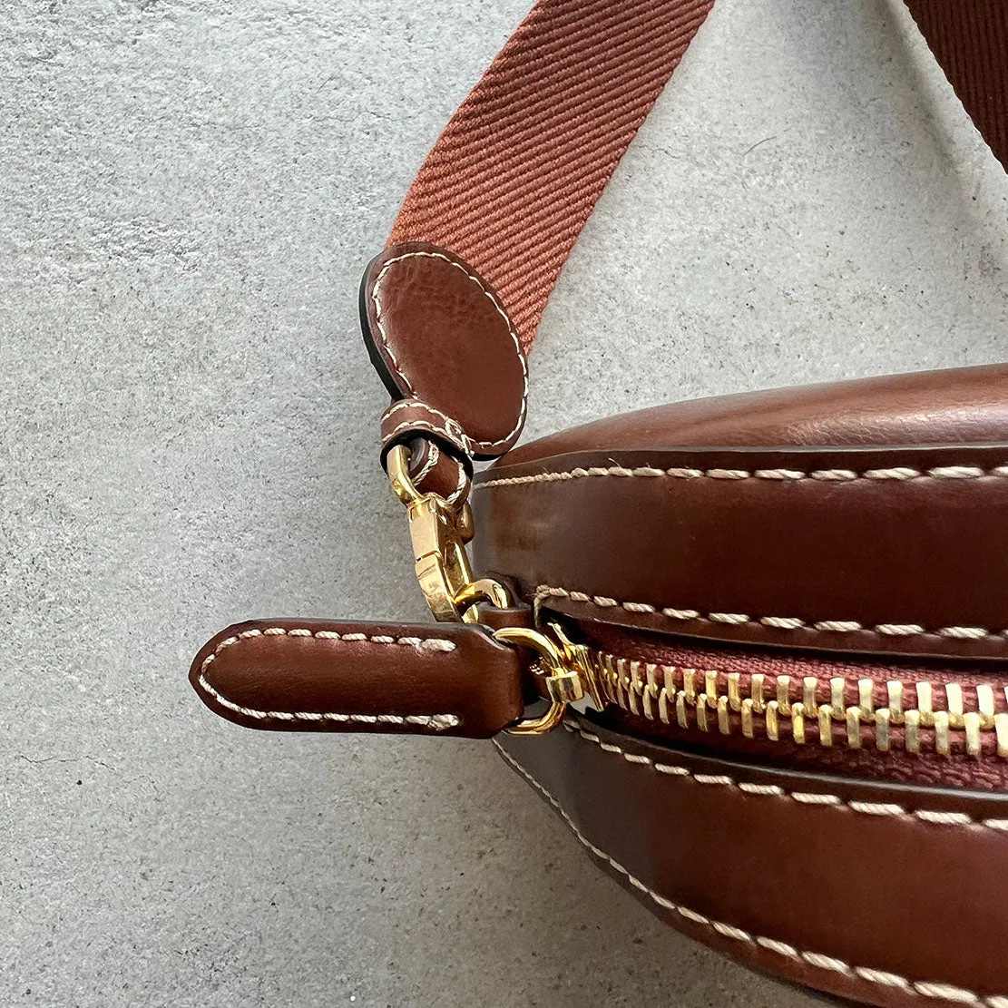 Stella Logo Camera Whip/Stud Strap, Cognac