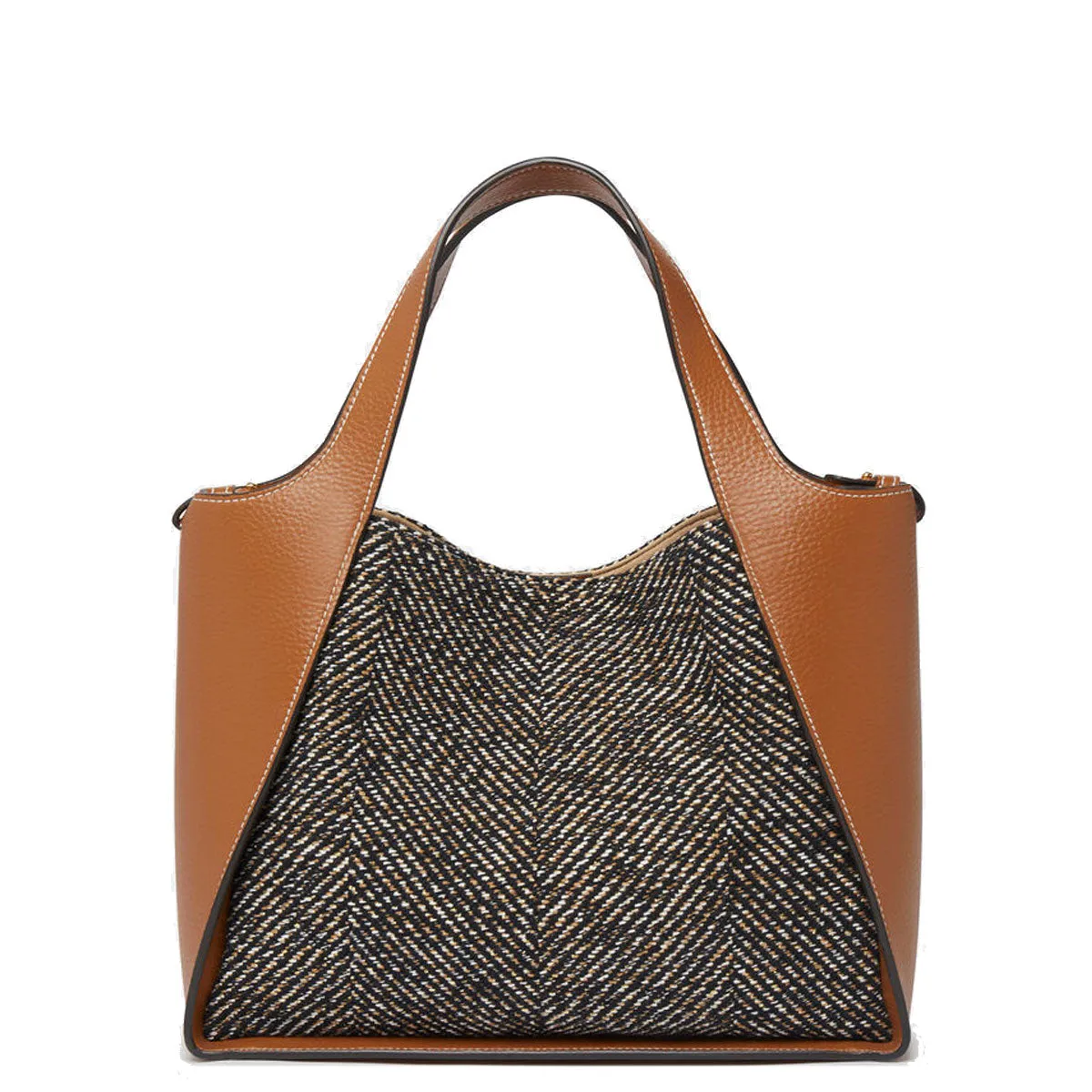 Stella Logo Tote C/B, Herringbone, Black/Pecan