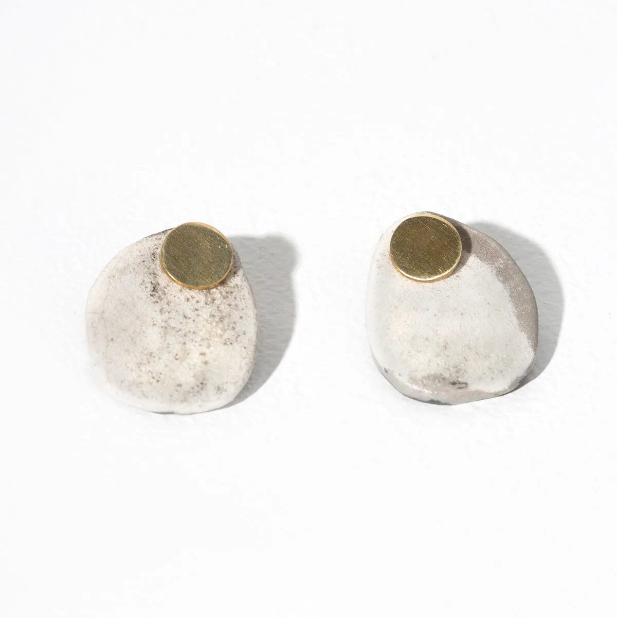 Stone 2-in-1 Earrings - Raku + Brass