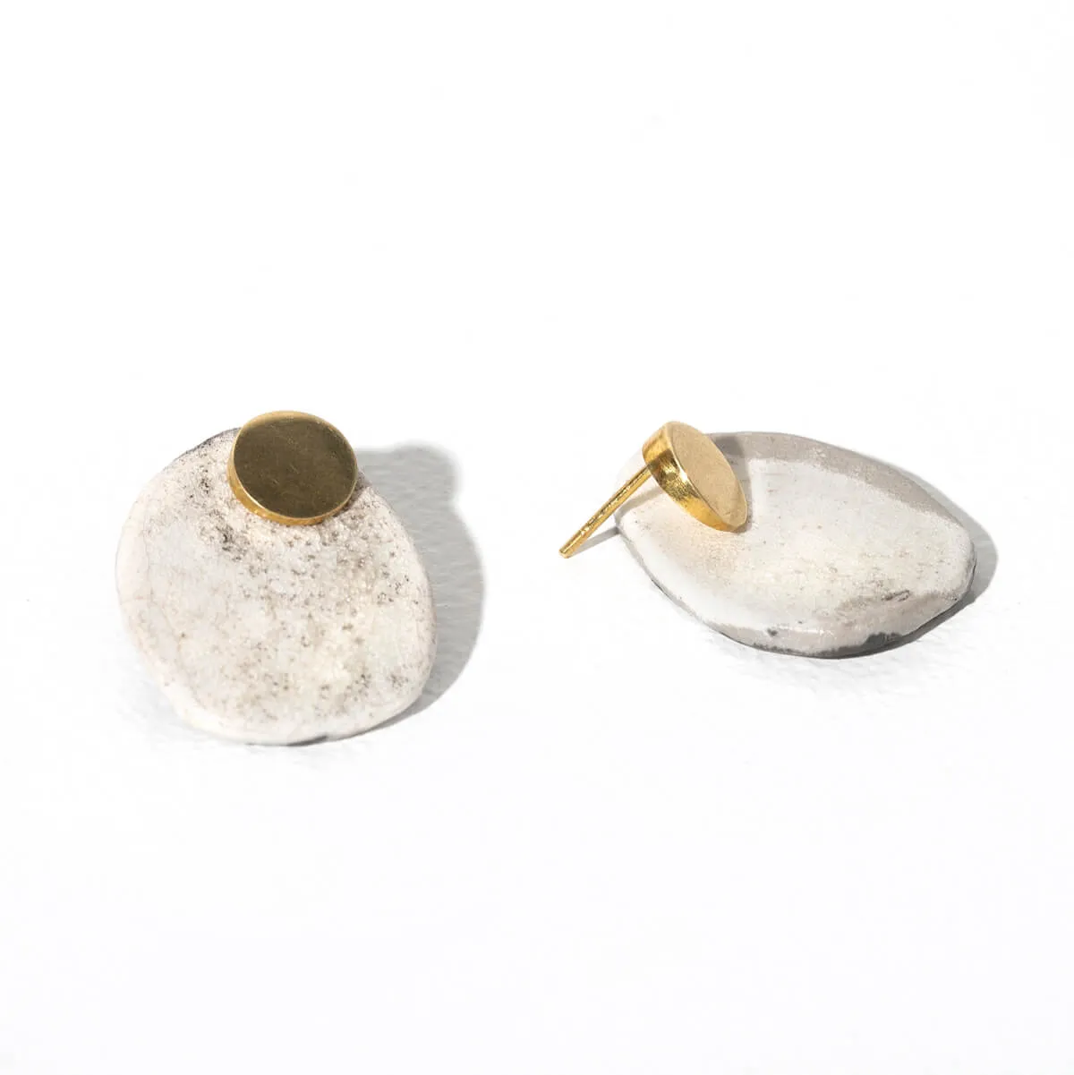 Stone 2-in-1 Earrings - Raku + Brass