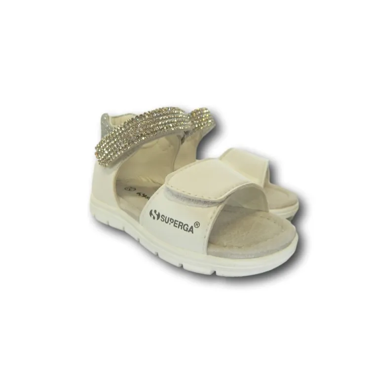 SUPERGA S13T258 Sandali Bambina con Doppia Fascia Regolabile Bianco