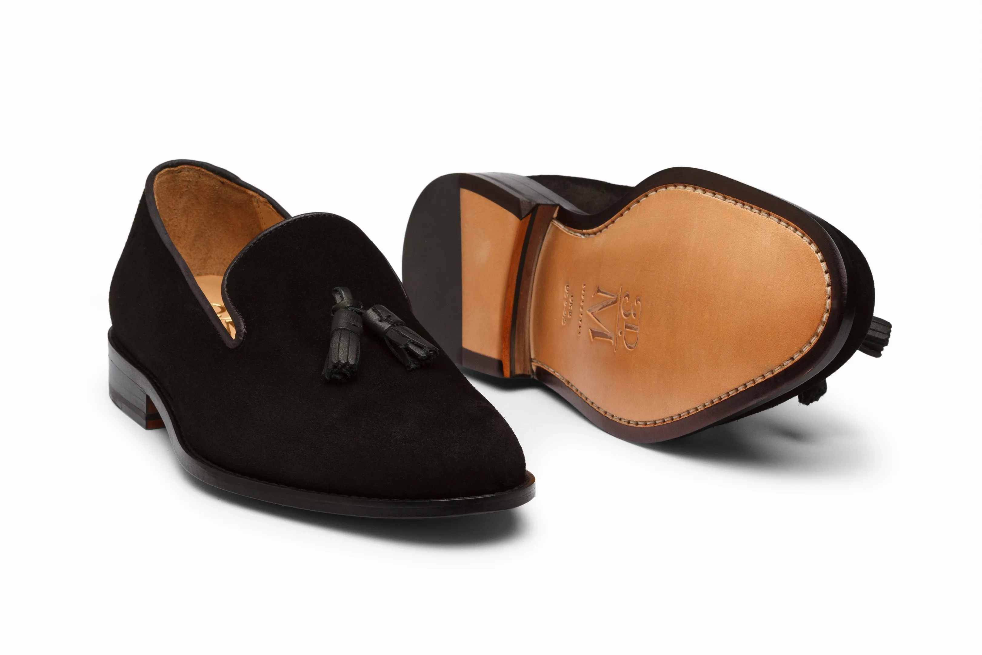 Tassel Loafers - Black Suede