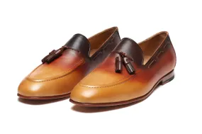 Tassel Loafers - Tan & Brown Patina