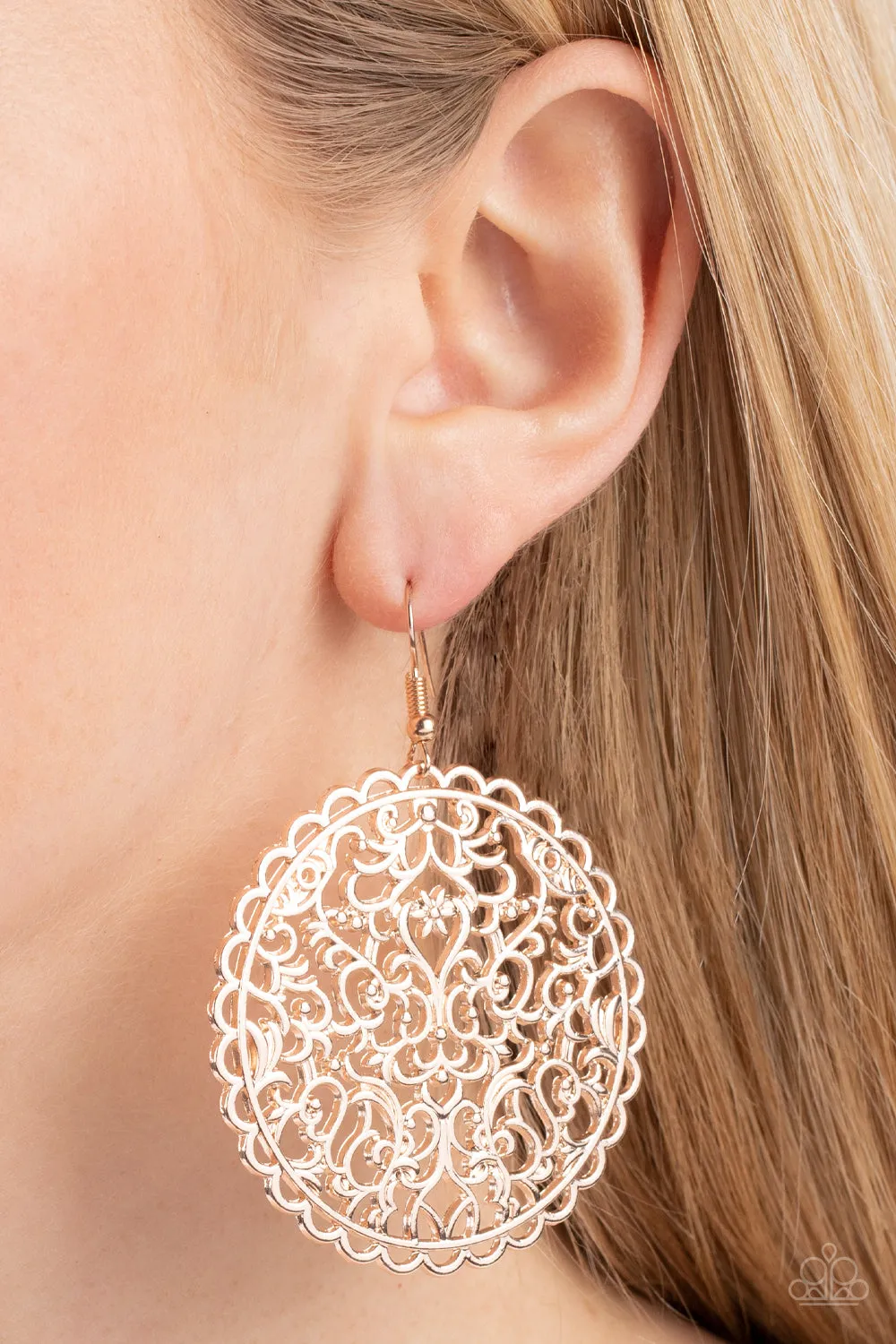 The Whole Nine VINEYARDS - Rose Gold ~ Paparazzi Earrings