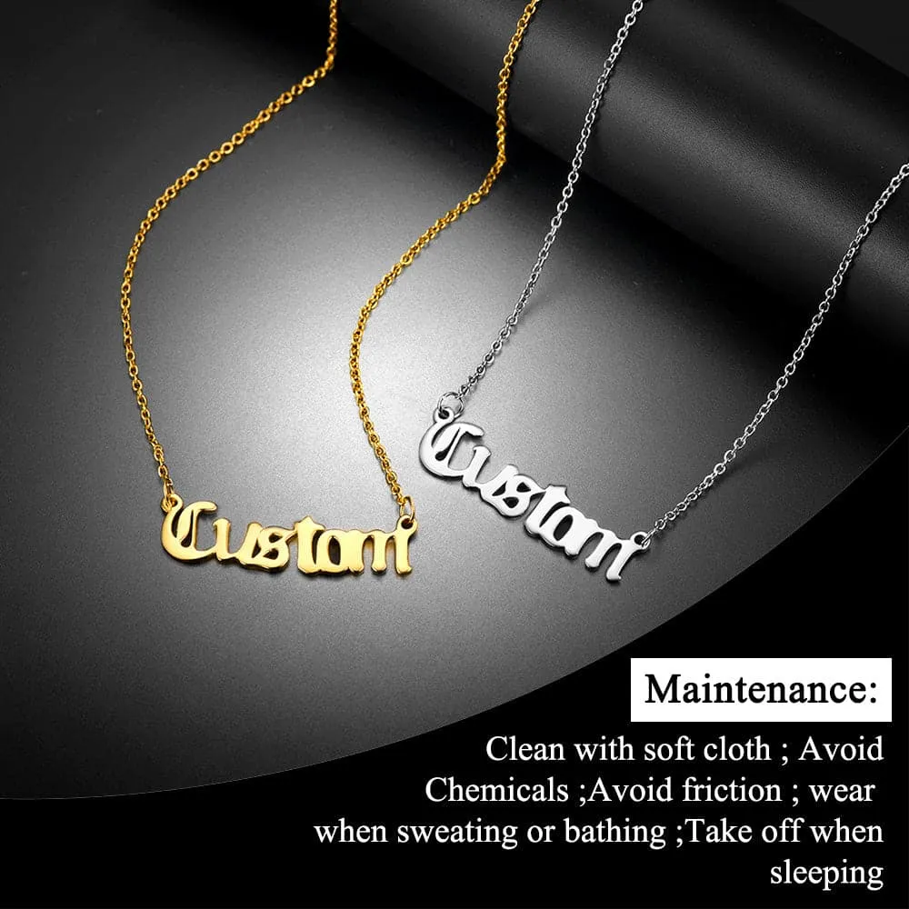 U7 Jewelry Custom Old English Name Necklace for Women Girls