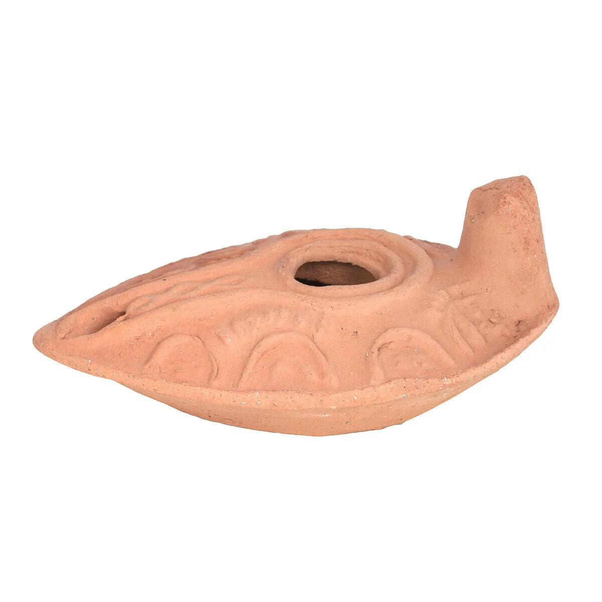 Vintage Biblical Antique Replica Herodian Terracotta Oil Lamp Clay 4 x 1.5