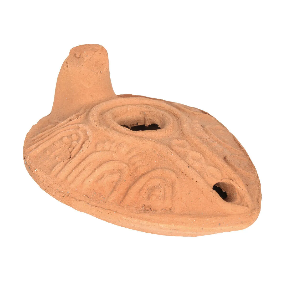 Vintage Biblical Antique Replica Herodian Terracotta Oil Lamp Clay 4 x 1.5