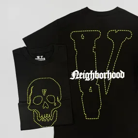 VLONE X NEIGHBORHOOD Green Skull Tee Black