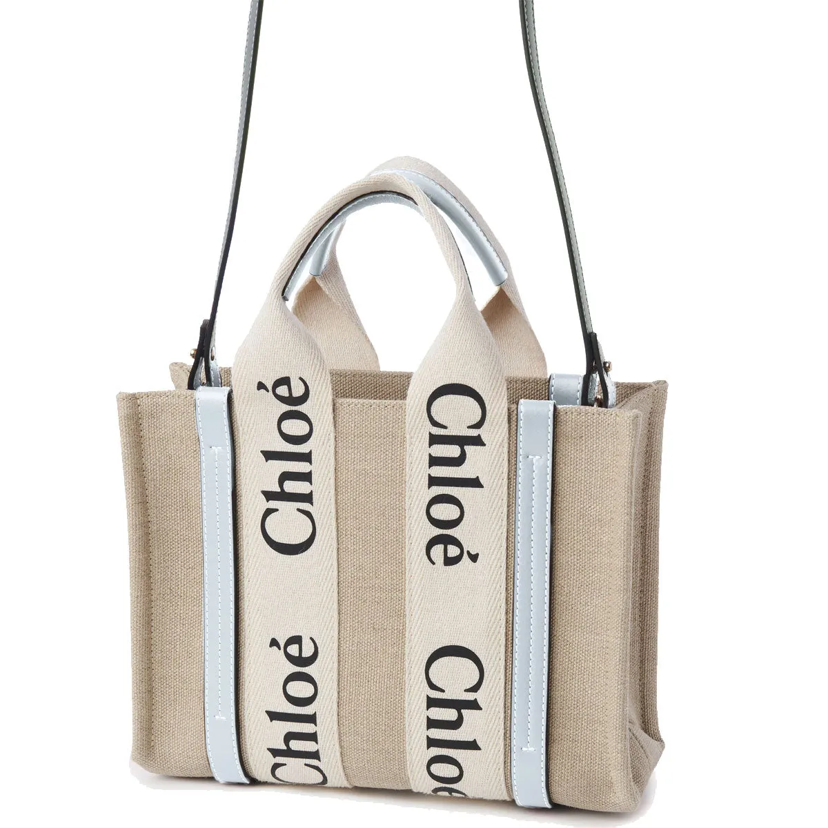 Woody Tote Small Strap Linen, Shady Blue